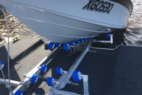 boat on roller dock system